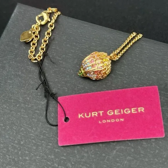 NWT KURT GEIGER LONDON GOLD PLATED RAINBOW CRYSTAL EAGLE PENDANT NECKLACE - Picture 4 of 8